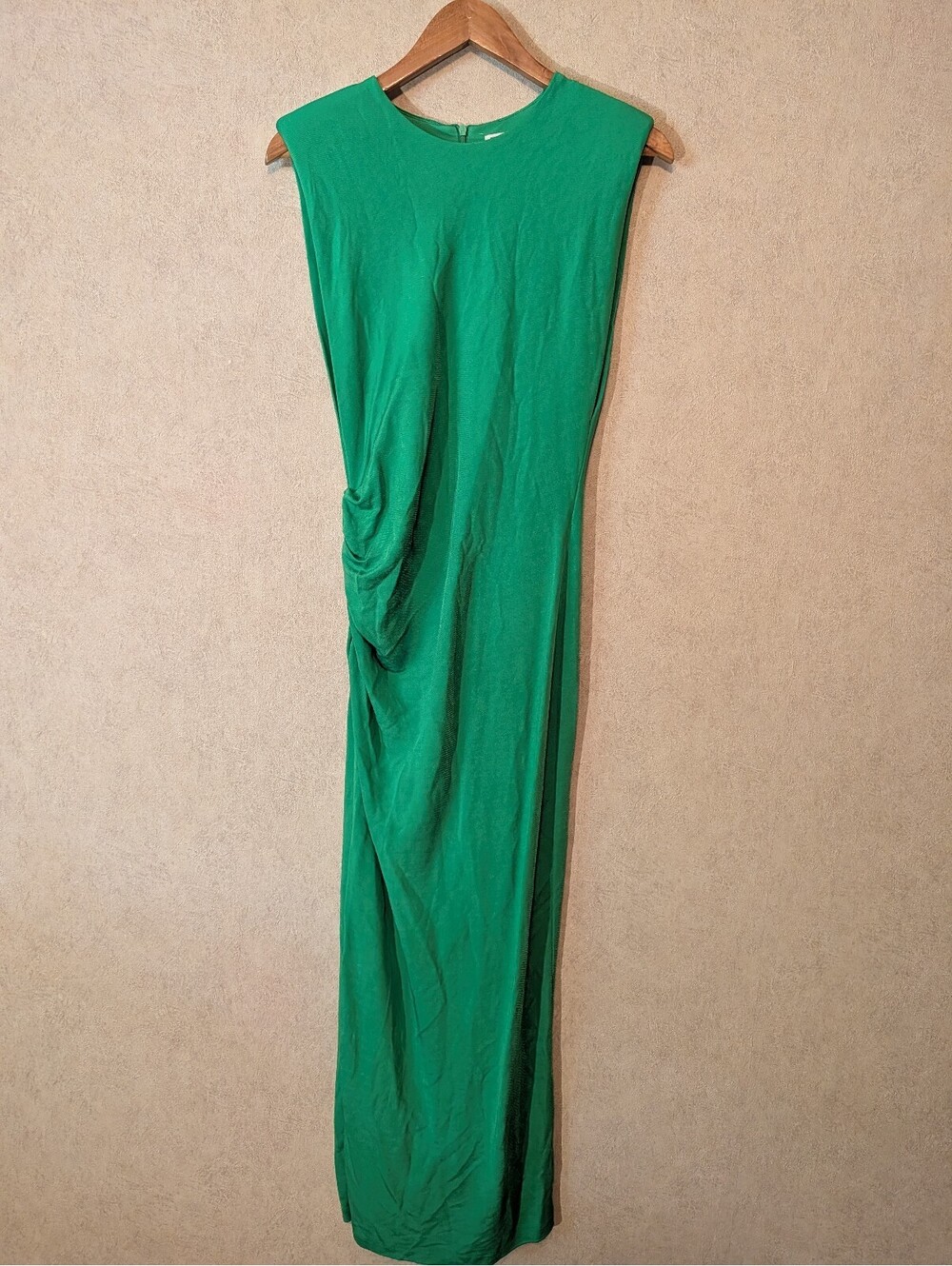 ZARA Kelly green shoulder pad maxi dress sz M
